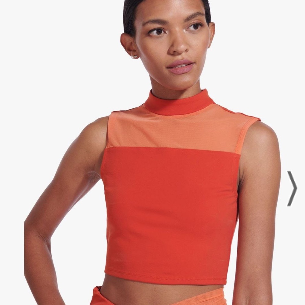 STAUD Red Sleeveless Crop Tank Top